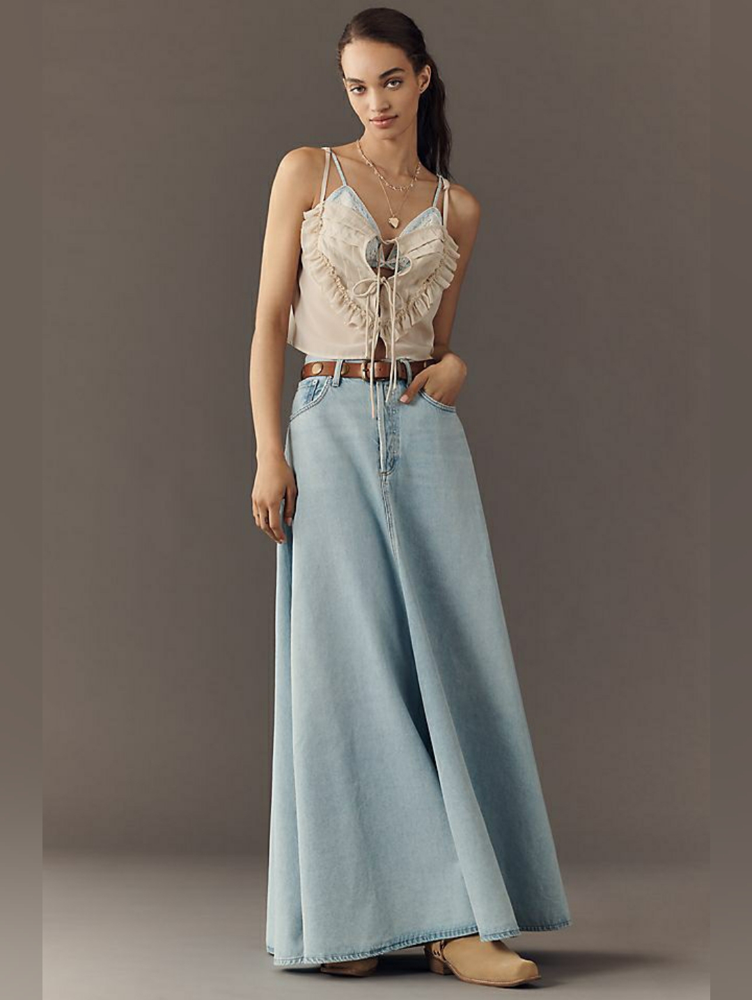 Nwt Agolde Odin Jean Maxi Skirt In Color "Lost", Size 29 (Us 8)